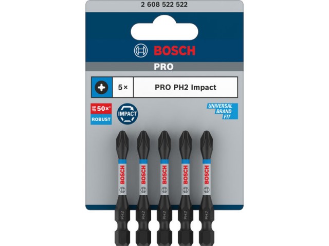 5-delni komplet vijačnih nastavkov Bosch PRO Phillips Impact, PH2, 55mm, 2608522522